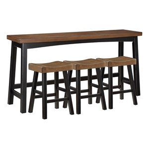 lexicon caspian 4-pcs pack wood counter height set in 2-tone (black and brown)