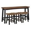 Lexicon Caspian 4-Pcs Pack Wood Counter Height Set in 2-Tone (Black and Brown)