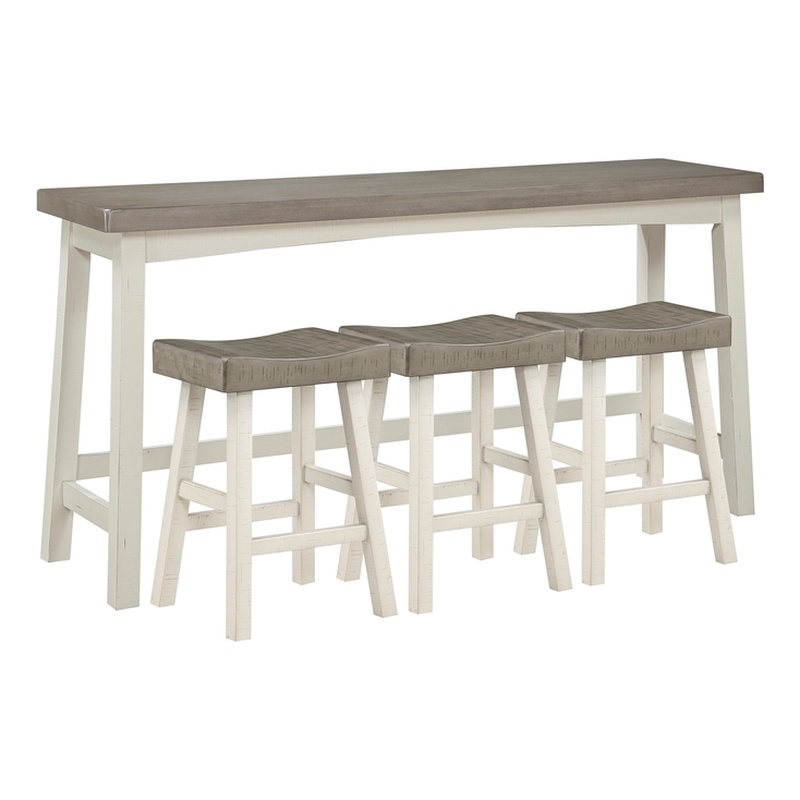 Lexicon Caspian 4-Pcs Pack Wood Counter Height Set in 2-Tone (White and Coffee)