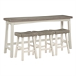 Lexicon Caspian 4-Pcs Pack Wood Counter Height Set in 2-Tone (White and Coffee)