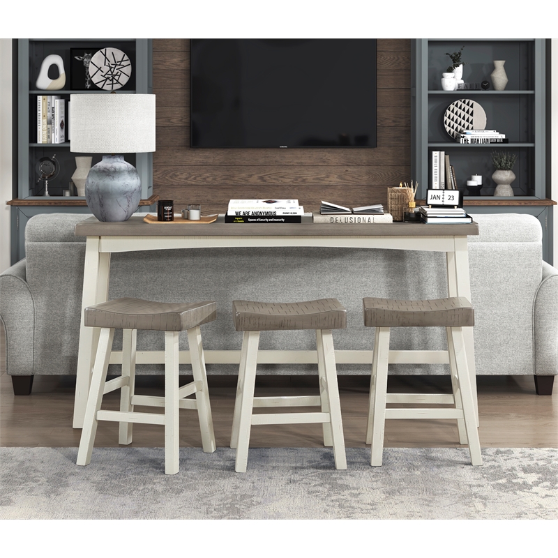 Lexicon Caspian 4-Pcs Pack Wood Counter Height Set in 2-Tone (White and Coffee)