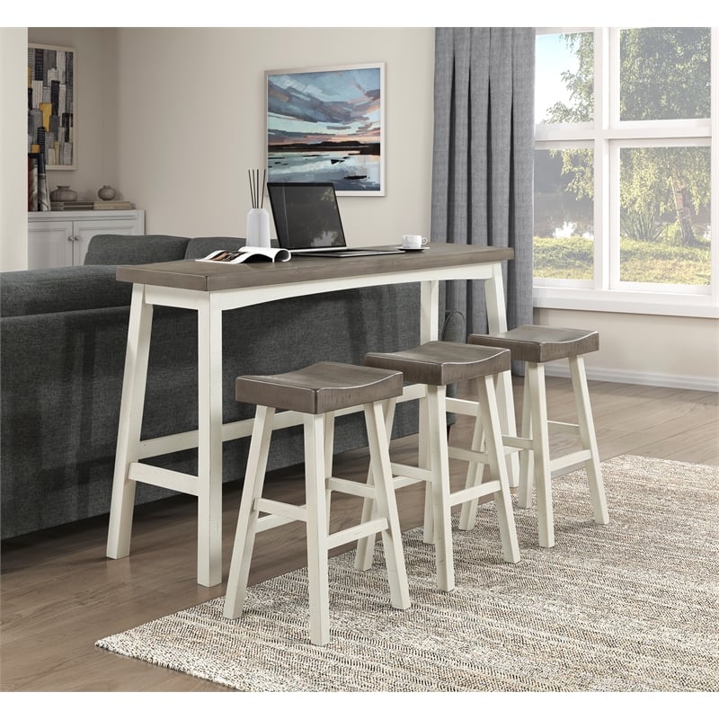 Lexicon Caspian 4-Pcs Pack Wood Pub Height Set in 2-Tone (White and Coffee)