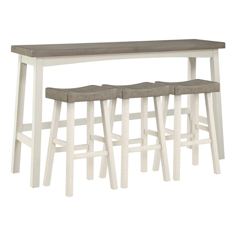 Lexicon Caspian 4-Pcs Pack Wood Pub Height Set in 2-Tone (White and Coffee)