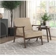 Lexicon Landers Wood and Velvet Accent Chair in Light Brown