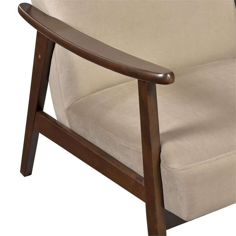 Lexicon Landers Wood and Velvet Accent Chair in Light Brown