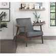 Lexicon Landers Wood and Velvet Accent Chair in Dark Grey