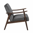 Lexicon Landers Wood and Velvet Accent Chair in Dark Grey
