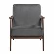 Lexicon Landers Wood and Velvet Accent Chair in Dark Grey