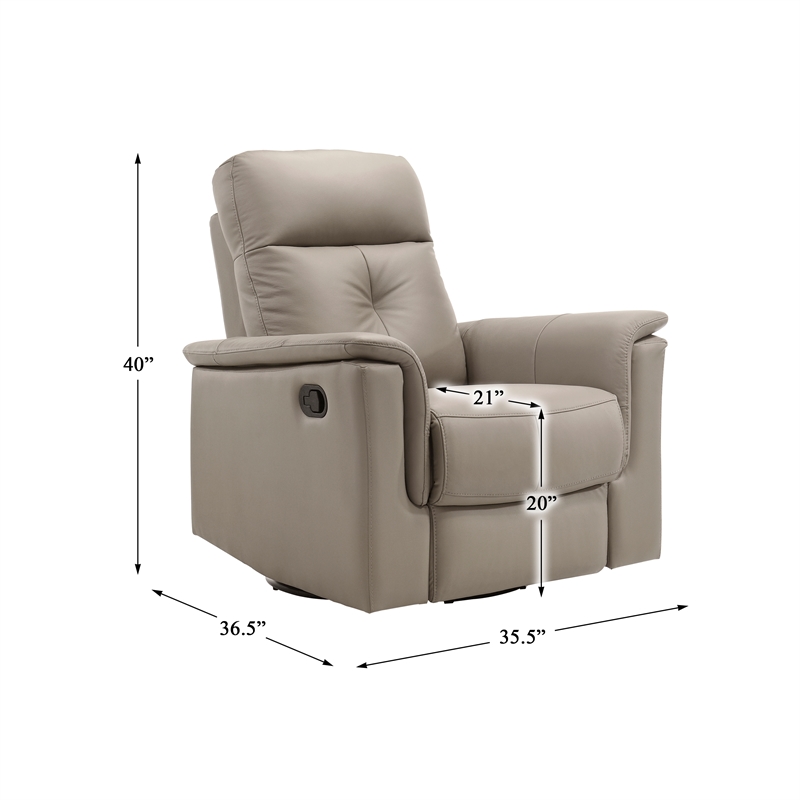 Lexicon Bristow Leather Match Swivel Glider Reclining Chair in Latte