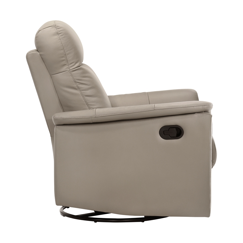 Lexicon Bristow Leather Match Swivel Glider Reclining Chair in Latte
