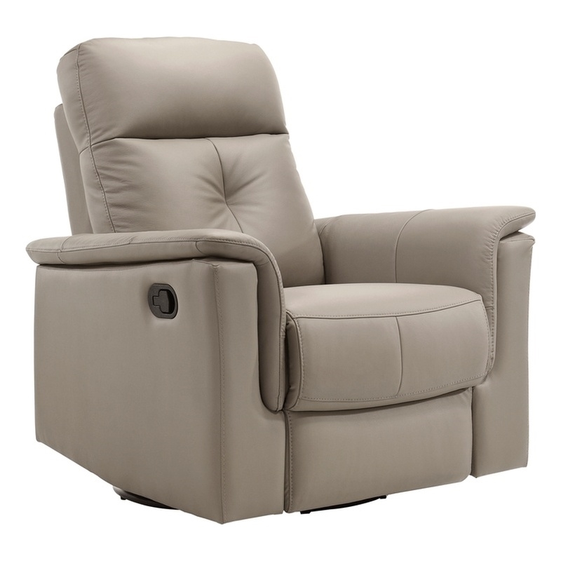 Lexicon Bristow Leather Match Swivel Glider Reclining Chair in Latte