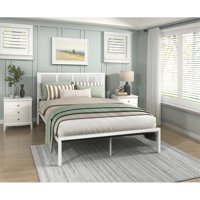 Lexicon Sanibel Metal Frame Queen Metal Platform Bed in White
