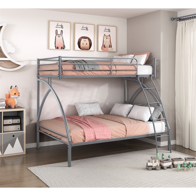 Lexicon Bailey Metal Frame Twin over Full Metal Bunk Bed in Gray