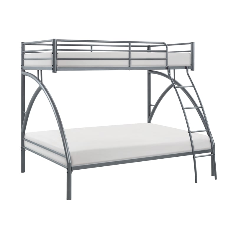Lexicon Bailey Metal Frame Twin over Full Metal Bunk Bed in Gray