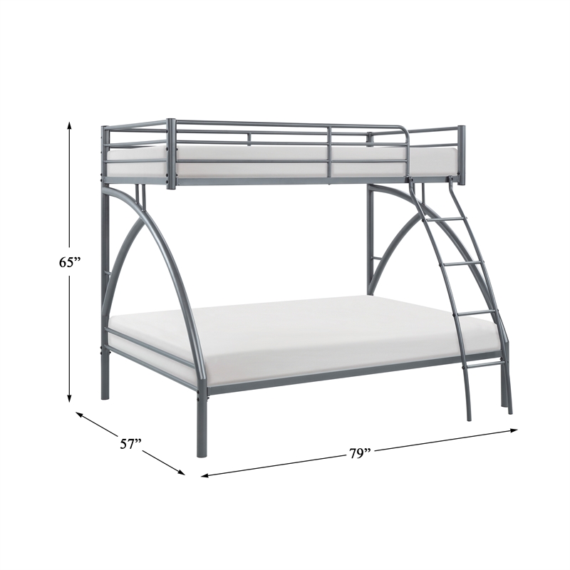 Lexicon Bailey Metal Frame Twin over Full Metal Bunk Bed in Gray
