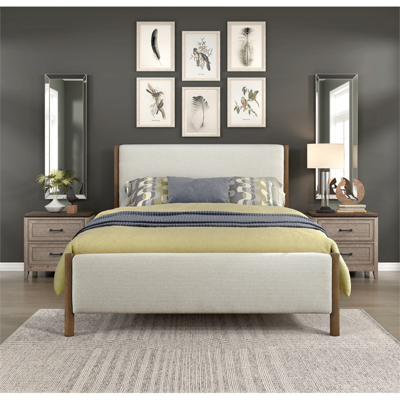 Lexicon Julian Chenille Queen Platform Bed in Beige