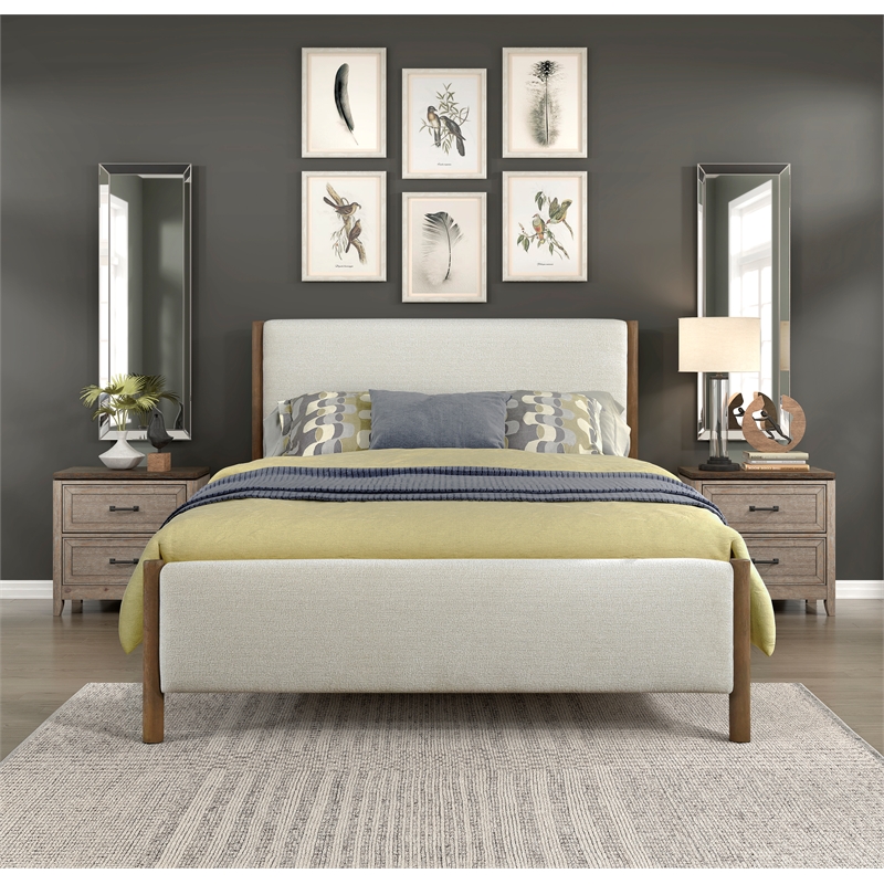 Lexicon Julian Chenille Eastern King Platform Bed in Beige