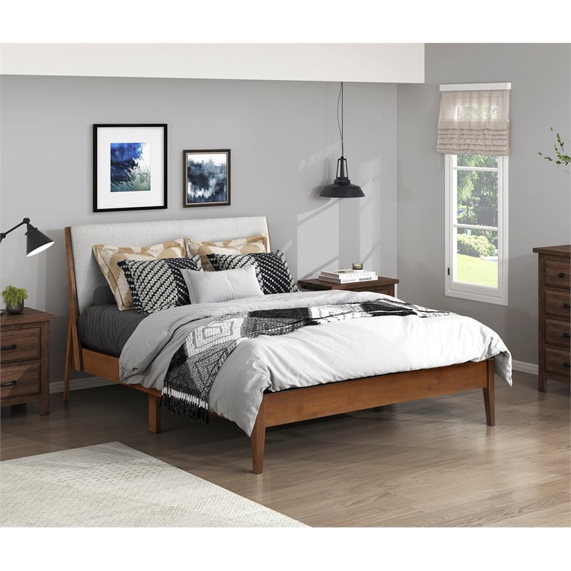 Lexicon Jasper Chenille Eastern King Platform Bed in Light gray