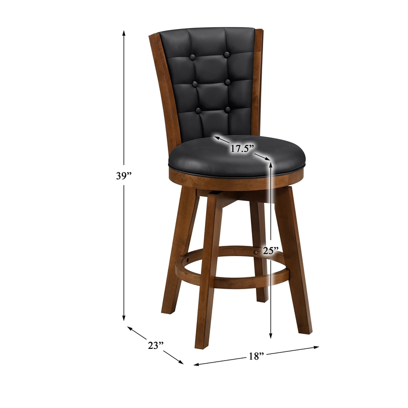 Lexicon Medford Faux leather Swivel Counter Height Chair in Black