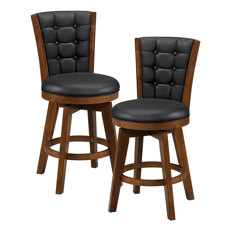 Lexicon Medford Faux leather Swivel Counter Height Chair in Black