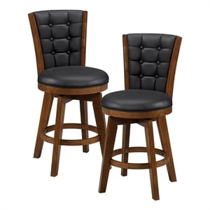 Lexicon Medford Faux leather Swivel Counter Height Chair in Black