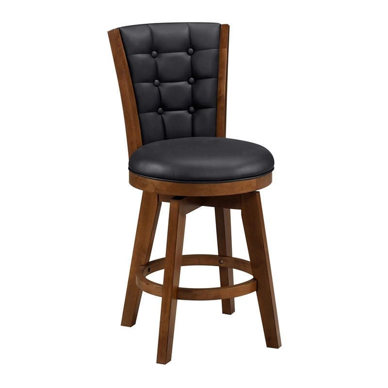 Lexicon Medford Faux leather Swivel Counter Height Chair in Black
