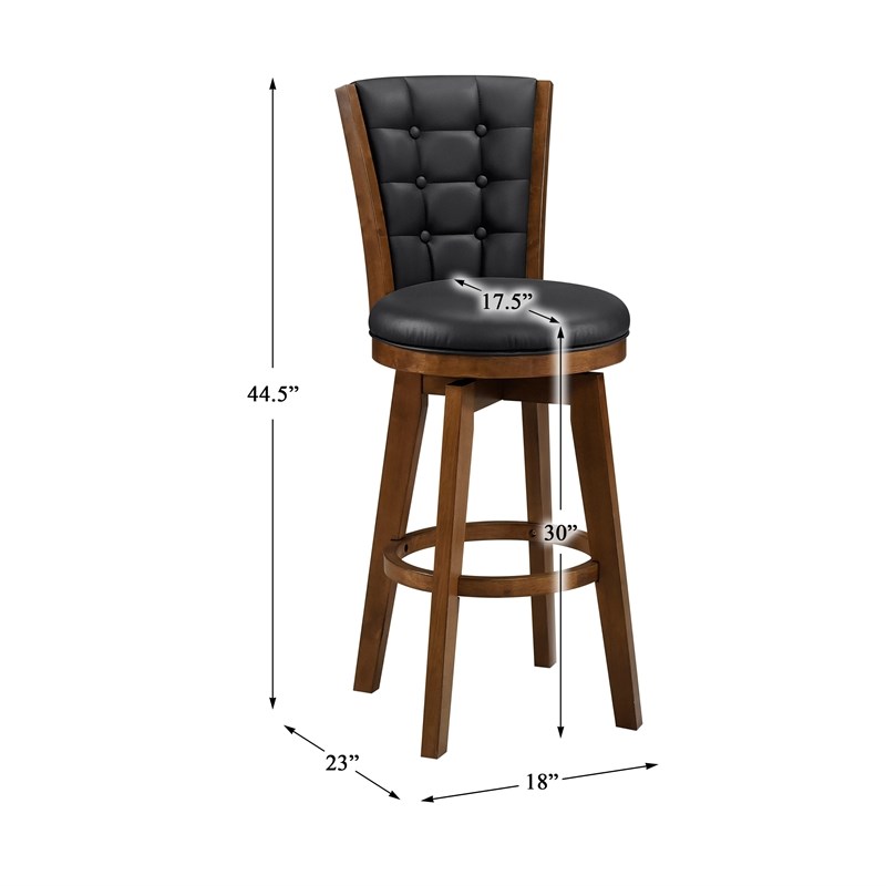 Lexicon Medford Faux leather Swivel Pub Height Chair in Black