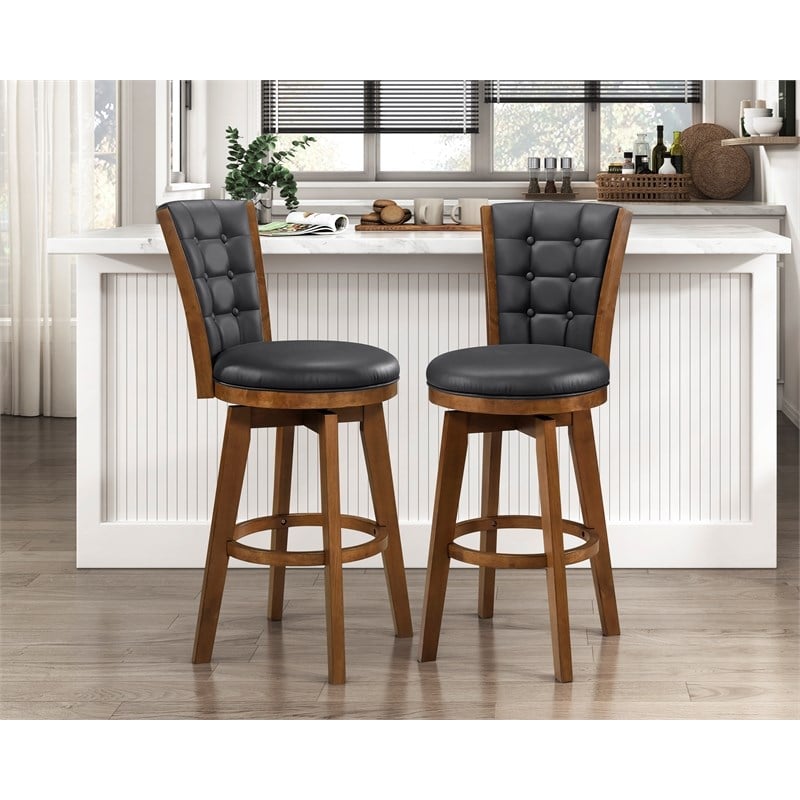 Lexicon Medford Faux leather Swivel Pub Height Chair in Black