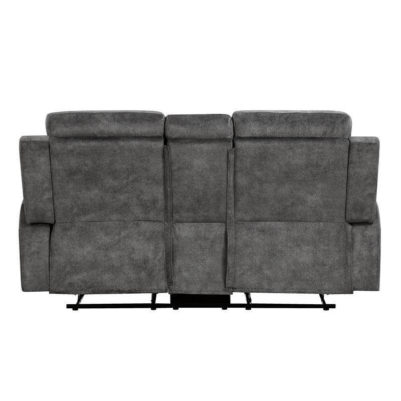 Lexicon Yates Microfiber Double Reclining Love Seat in Brownish Gray
