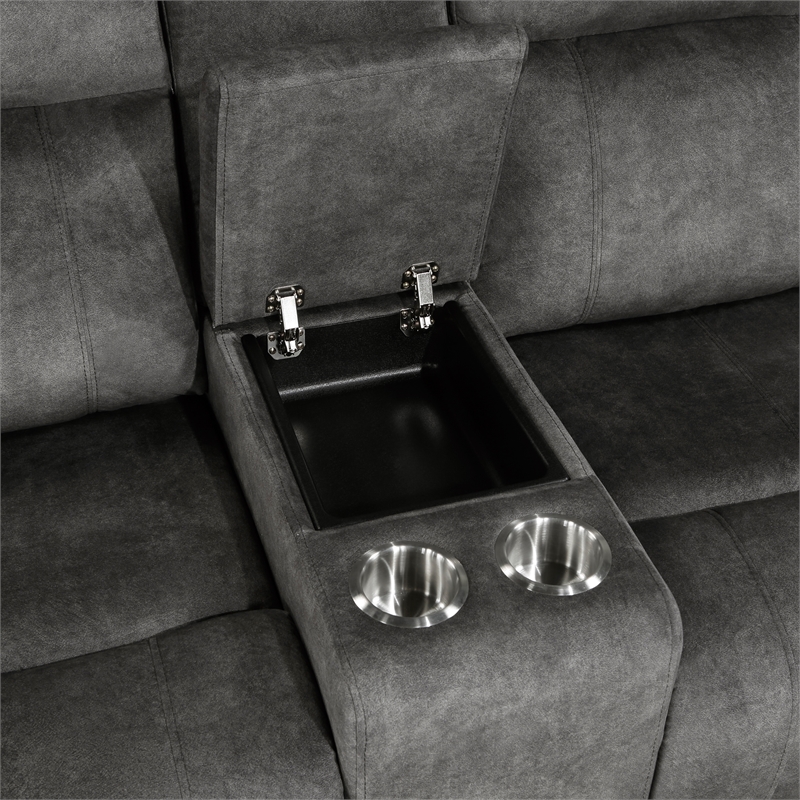 Lexicon Yates Microfiber Double Reclining Love Seat in Brownish Gray