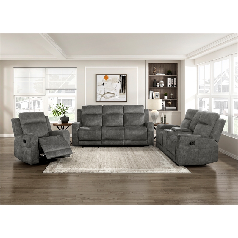 Lexicon Yates Microfiber Double Reclining Love Seat in Brownish Gray