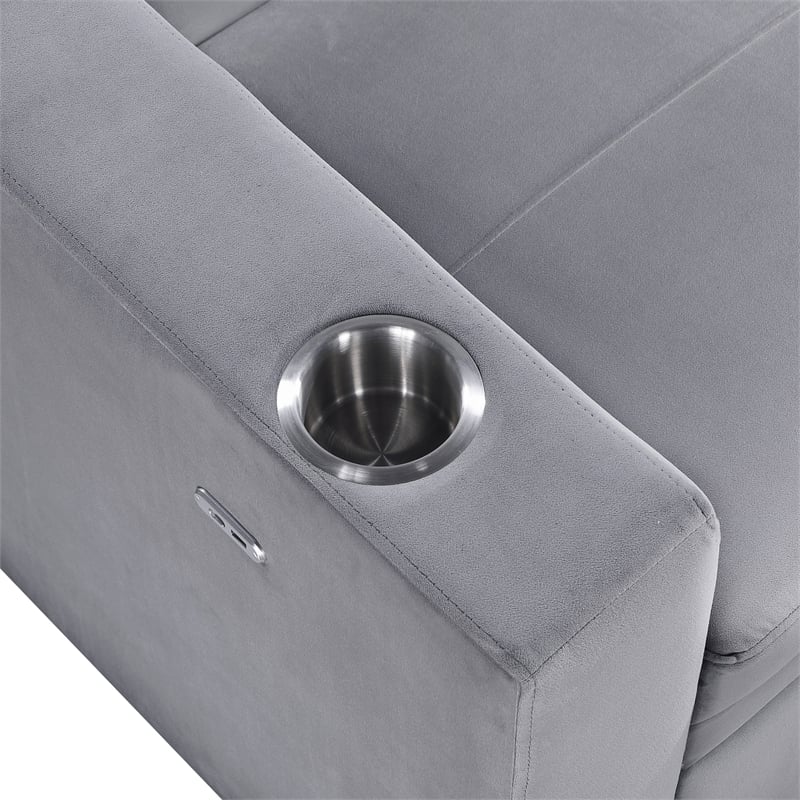 Lexicon Grady Velvet Convertible Sofa with Hidden Storage and Cup Holders