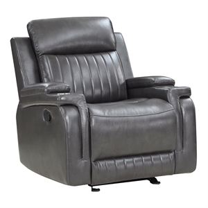lexicon broomfield faux leather glider reclining chair in dark gray