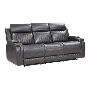 lexicon broomfield faux leather double reclining sofa in dark gray
