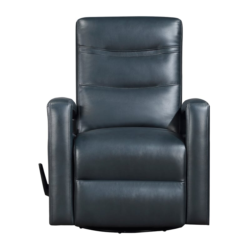 Lexicon Camden Faux leather Swivel Glider Reclining Chair in Navy Blue