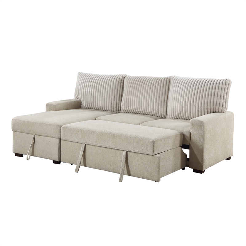 Lexicon Gallatin 2-Pcs Corduroy Sectional with Left Chaise in Beige & light gray