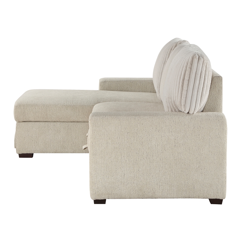 Lexicon Gallatin 2-Pcs Corduroy Sectional with Left Chaise in Beige & light gray