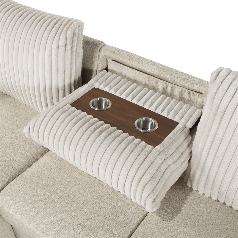 Lexicon Gallatin 2-Pcs Corduroy Sectional with Left Chaise in Beige & light gray