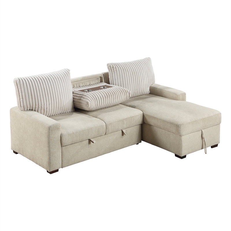 Lexicon Gallatin 2-Pcs Corduroy Sectional with Right Chaise in Beige& Light Gray