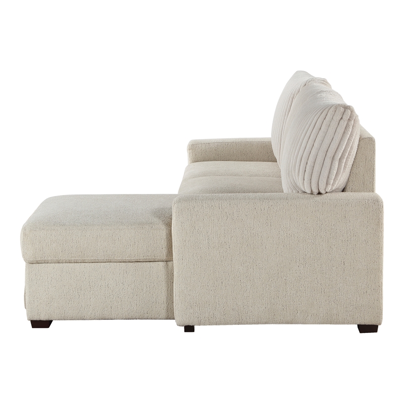 Lexicon Gallatin 2-Pcs Corduroy Sectional with Right Chaise in Beige& Light Gray