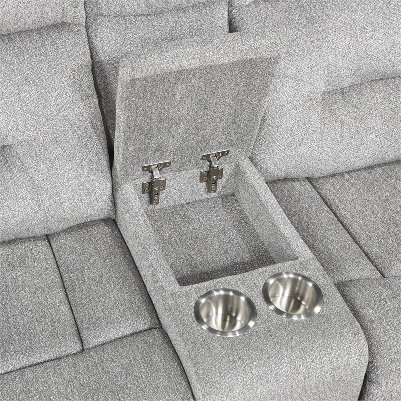 Lexicon Lyndon Chenille Double Reclining Love Seat with Center Console in Gray