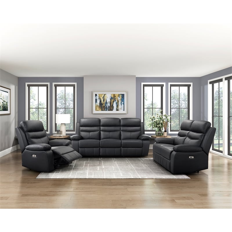 Lexicon Hancock Leather Power Reclining Chair in Black
