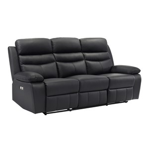 lexicon hancock leather power double reclining sofa in black