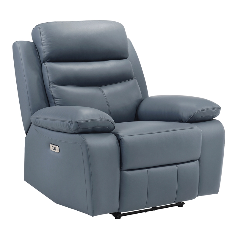 Lexicon Hancock Leather Power Reclining Chair in Blue
