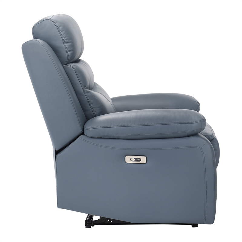 Lexicon Hancock Leather Power Reclining Chair in Blue