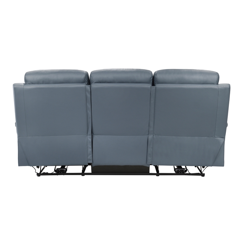 Lexicon Hancock Leather Power Double Reclining Sofa in Blue