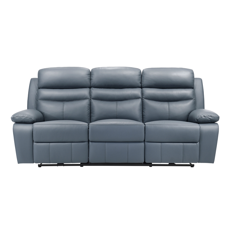 Lexicon Hancock Leather Power Double Reclining Sofa in Blue