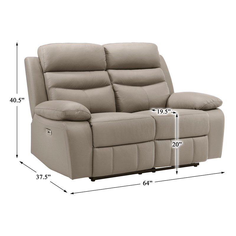 Lexicon Hancock Leather Power Double Reclining Love Seat in Latte