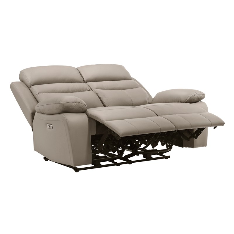 Lexicon Hancock Leather Power Double Reclining Love Seat in Latte