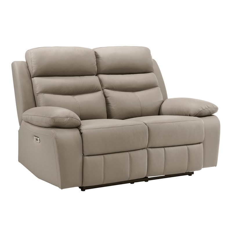 Lexicon Hancock Leather Power Double Reclining Love Seat in Latte
